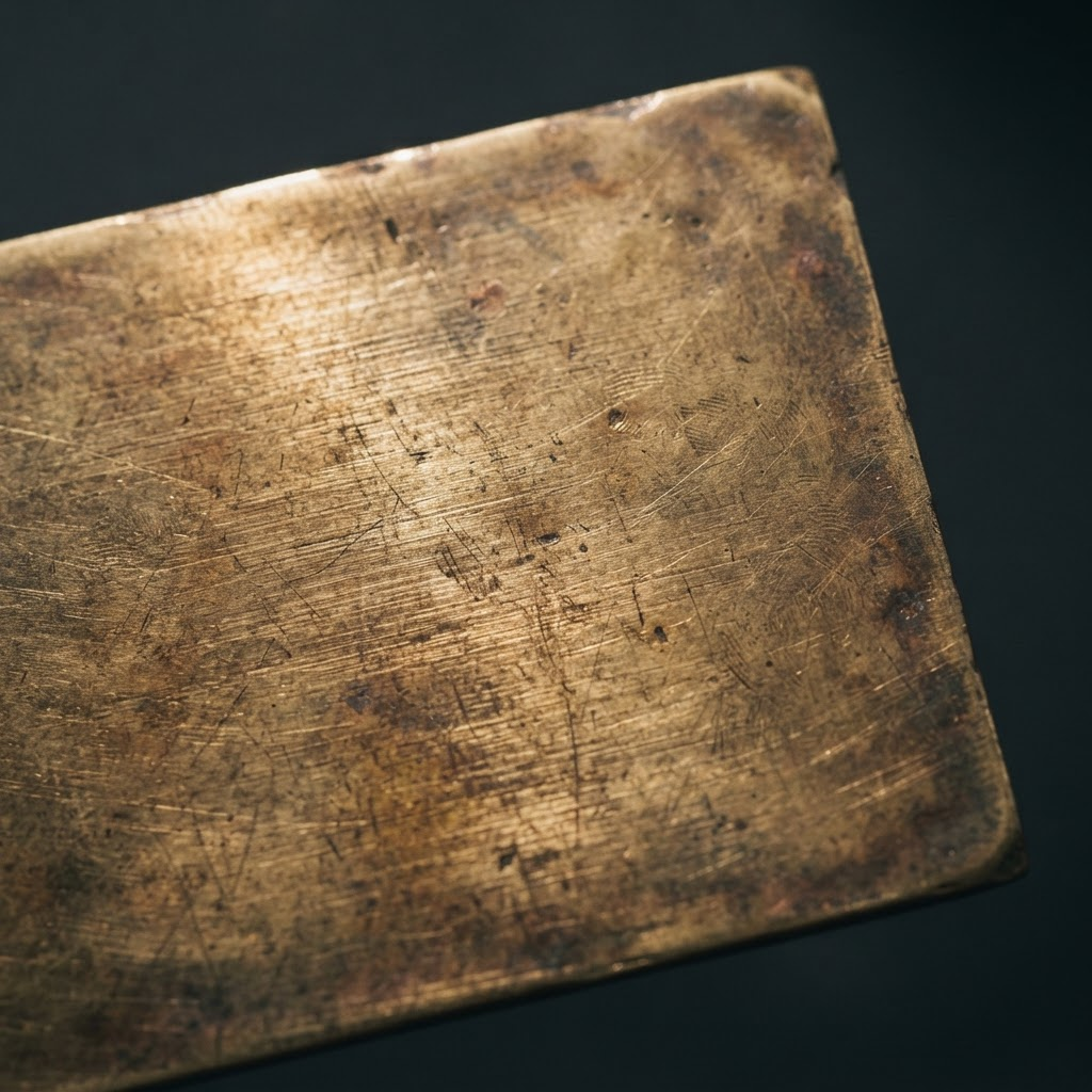 Macro photograph of aged brass