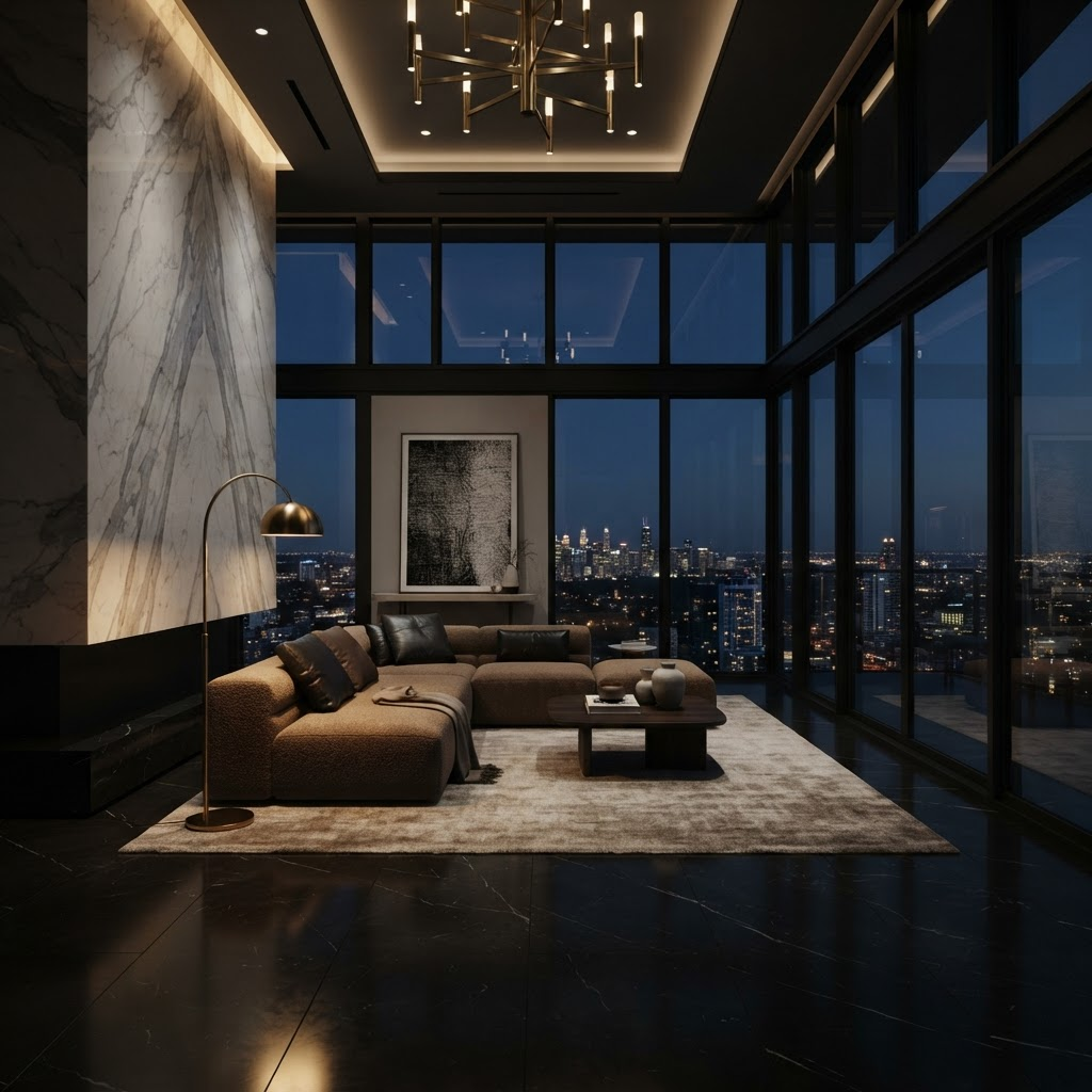 India penthouse at blue hour